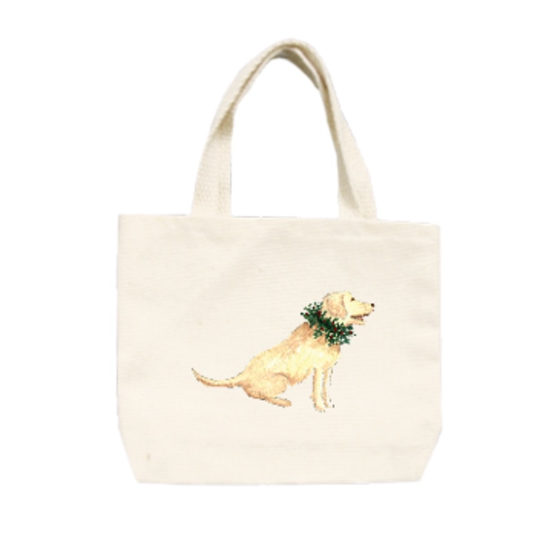 yellow lab wreath small tote