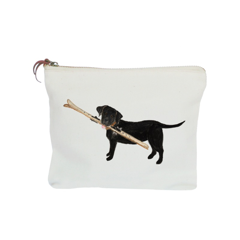 lab with skis zipper pouch