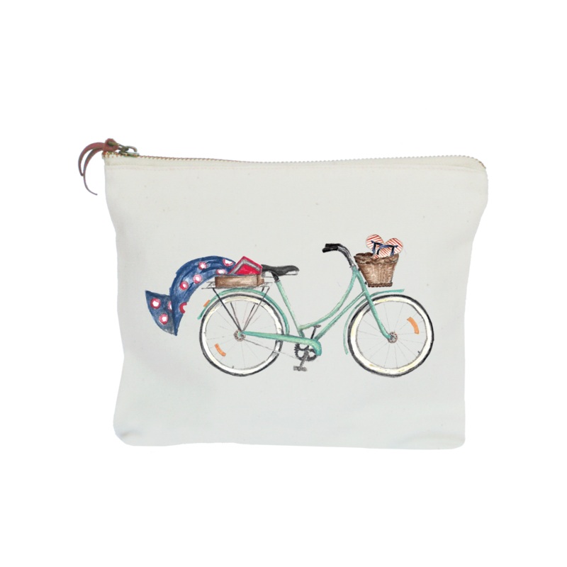 seafoam beach bike zipper pouch