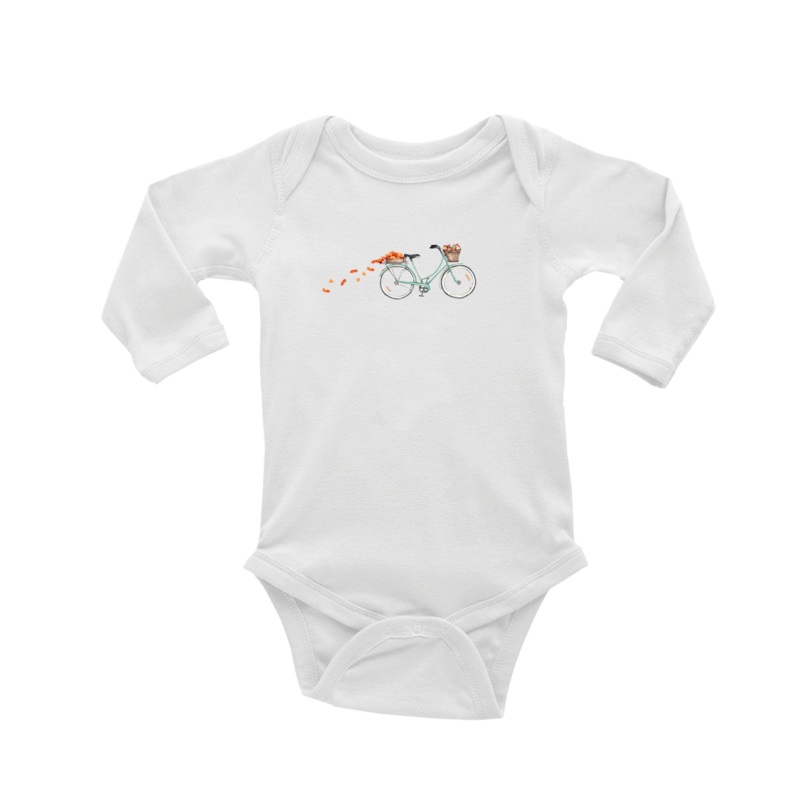 bike with apples and leaves baby snap up long sleeve
