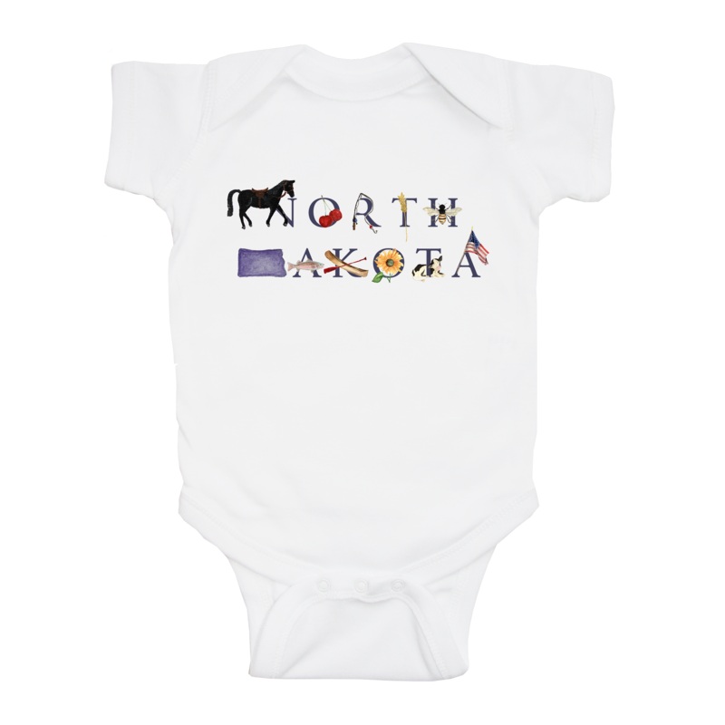 North Dakota baby snap up short sleeve