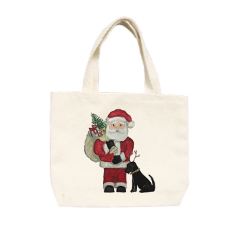 santa + sack + lab small tote