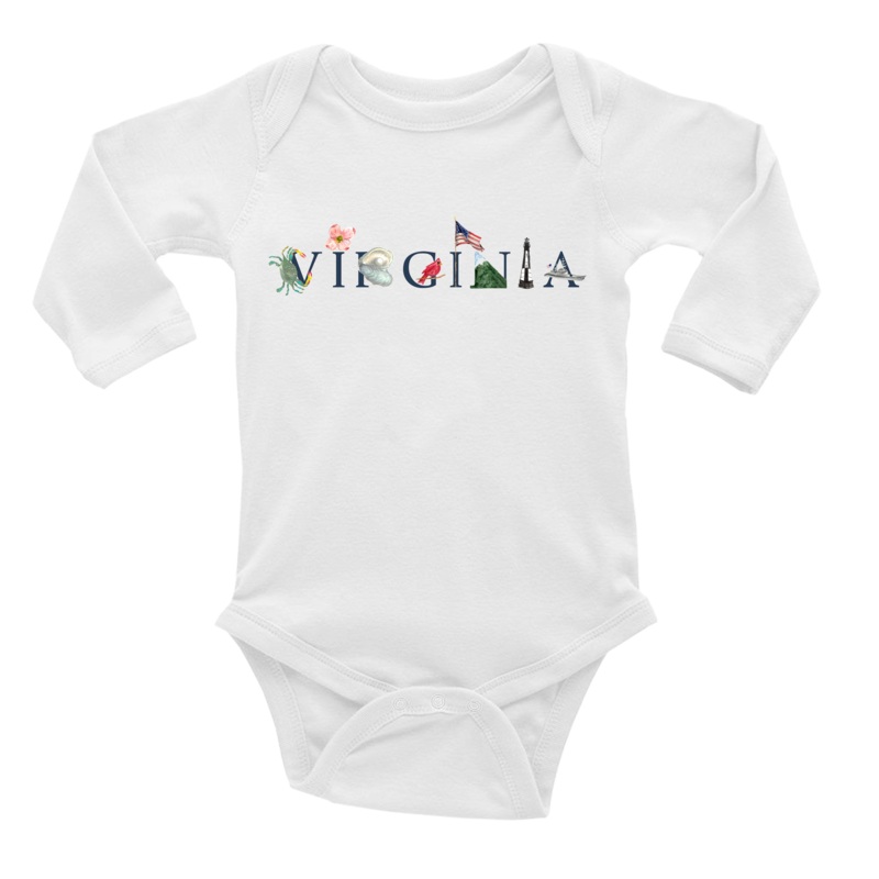 Virginia baby snap up long sleeve