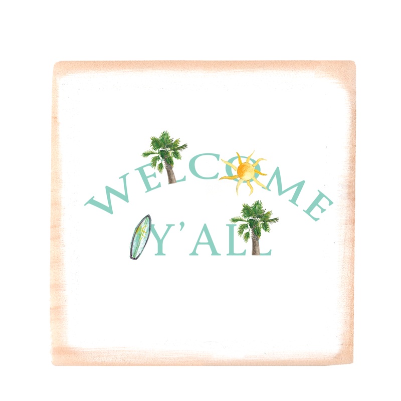 welcome y’all wood block