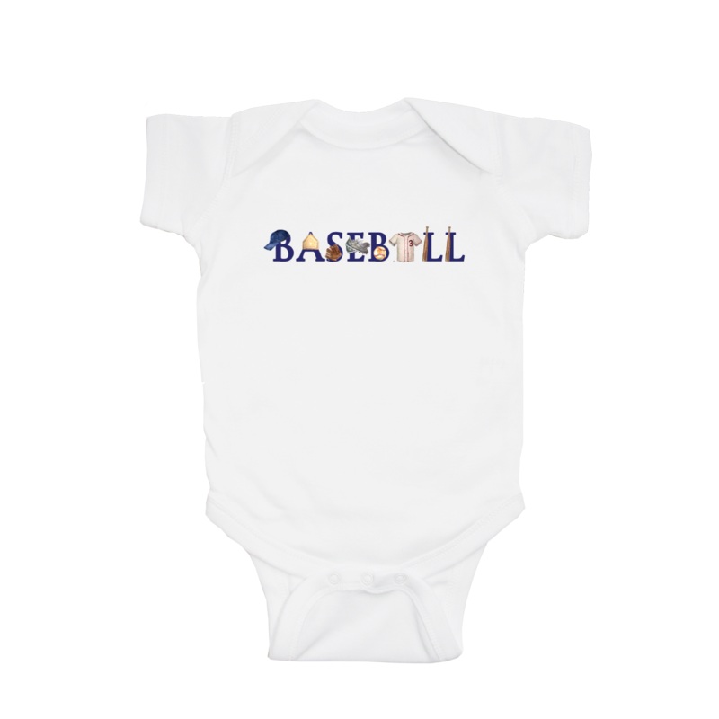 baseball baby snap up short sleeve