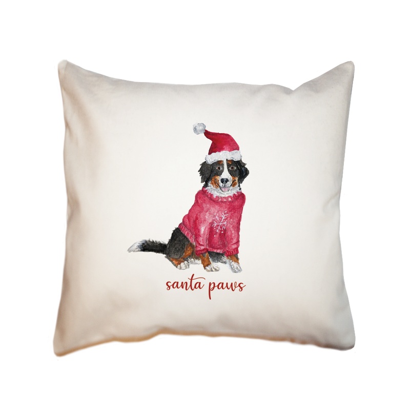 bernese santa paws square pillow