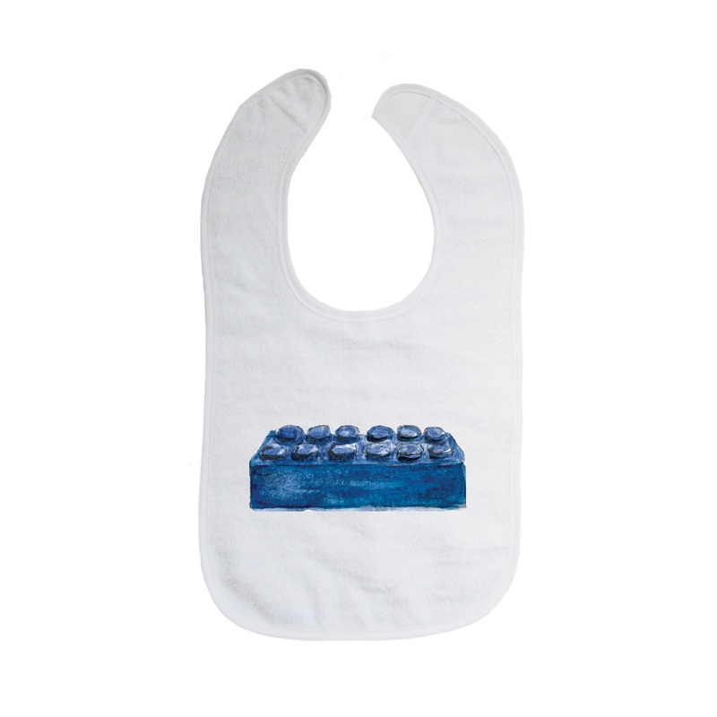 blue building brick bib