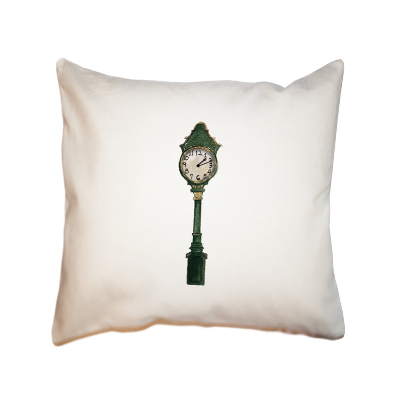 green clock square pillow