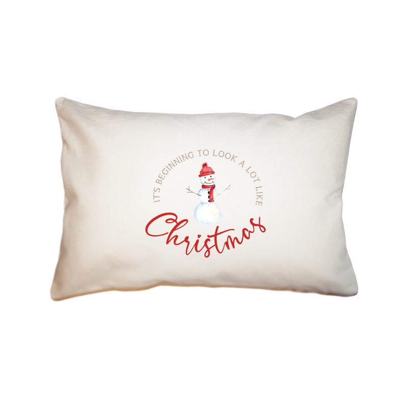 it’s beginning to look snowman large rectangle pillow