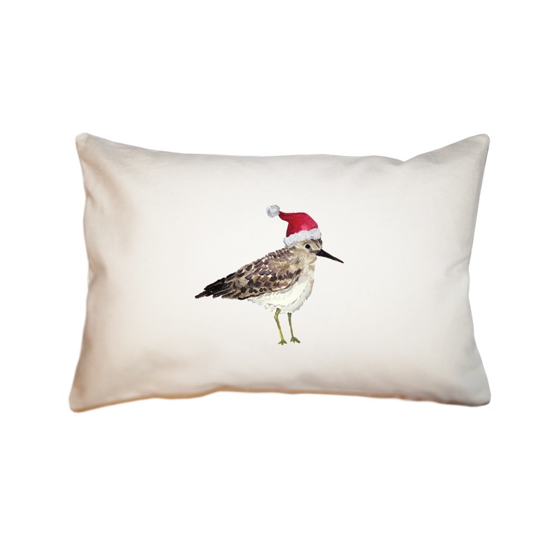 sandpiper with santa hat rectangle pillow