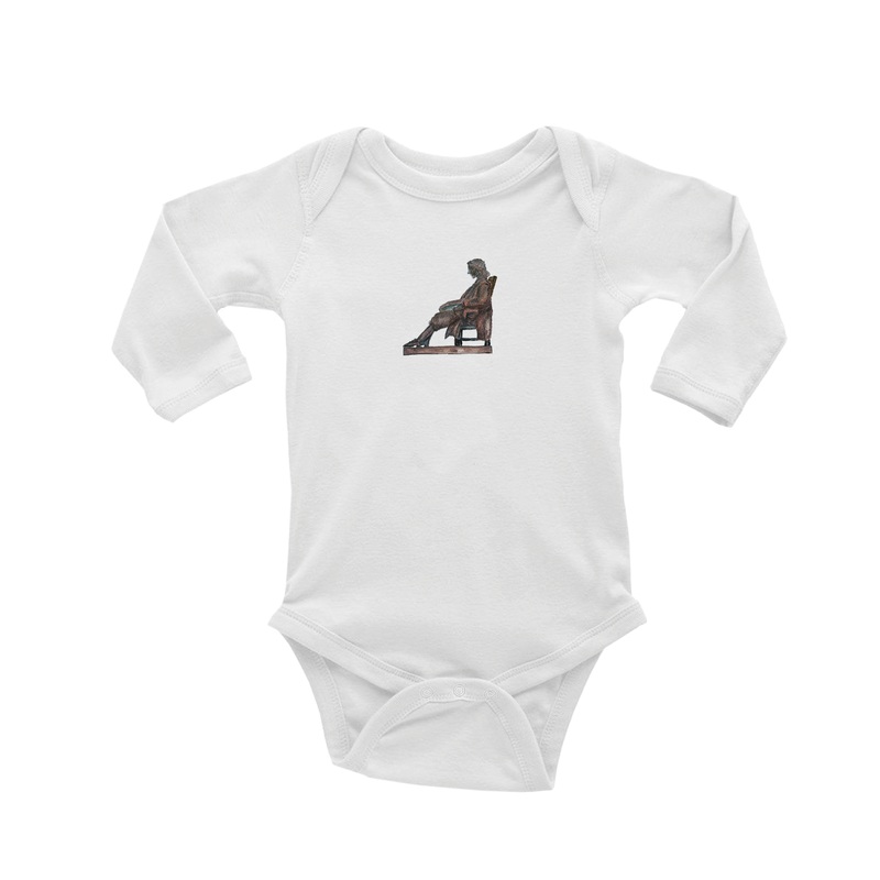 john harvard statue baby snap up long sleeve