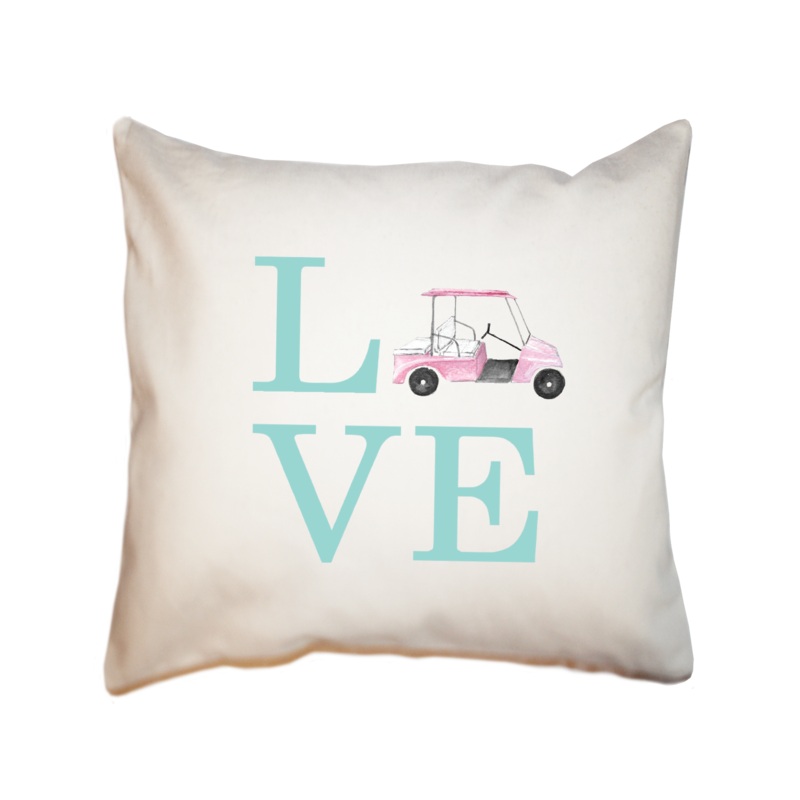 love pink golf cart square pillow