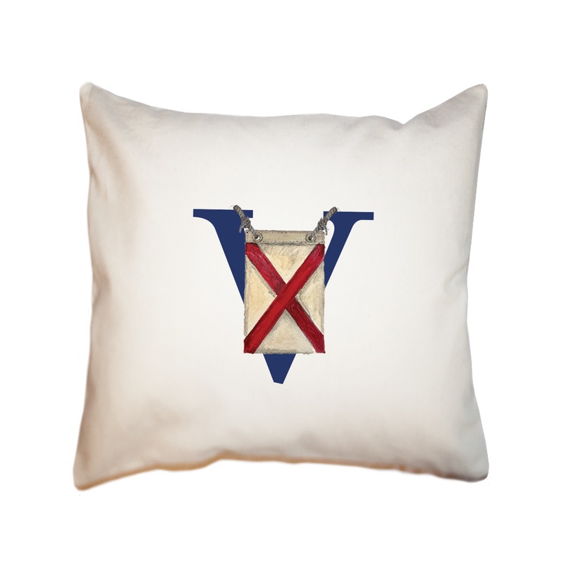 nautical alphabet – V square pillow