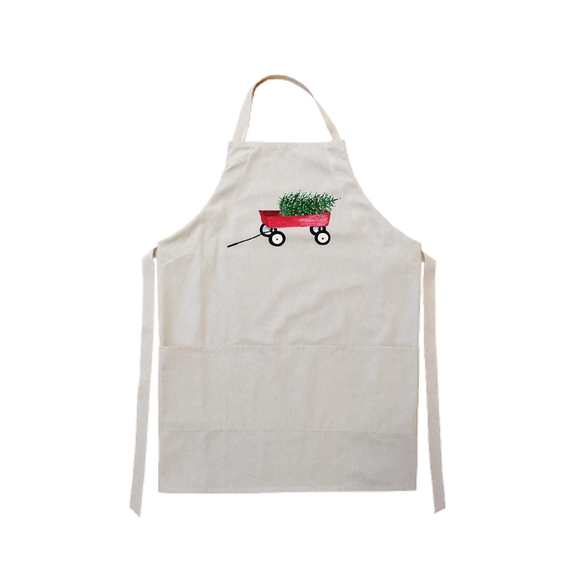 red wagon with tree apron
