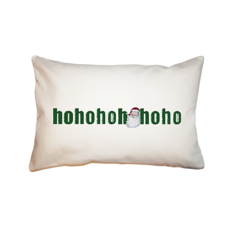 santa face ho ho ho green text rectangle pillow