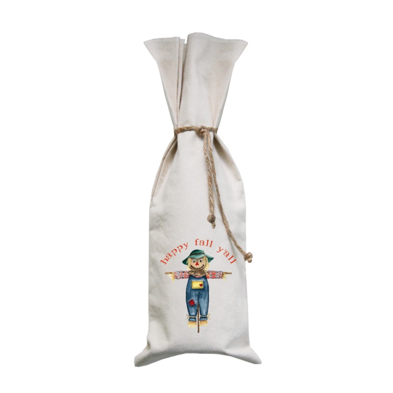 scarecrow happy fall y’all wine bag