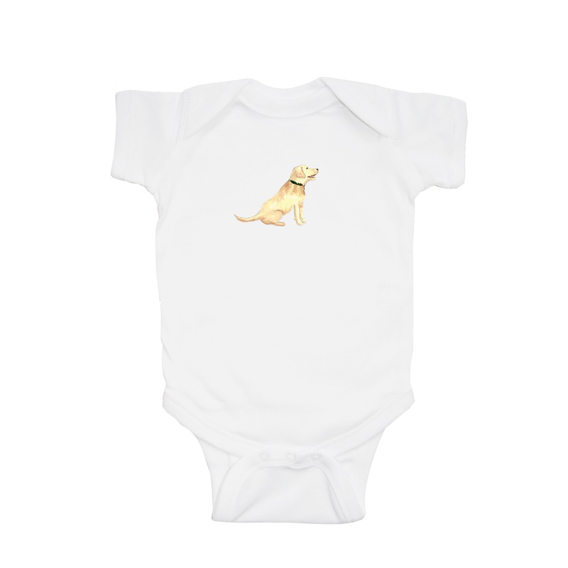 yellow lab sitting baby snap up short sleeve