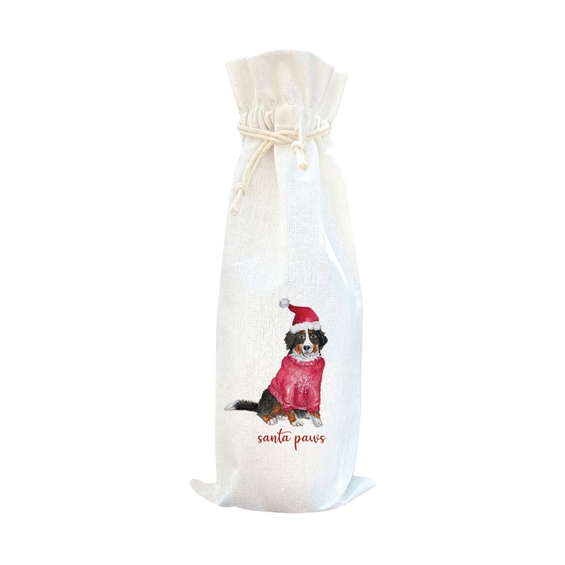 bernese santa paws wine bag