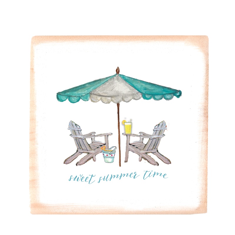 chairs with seafoam umbrella sweet summer time square block