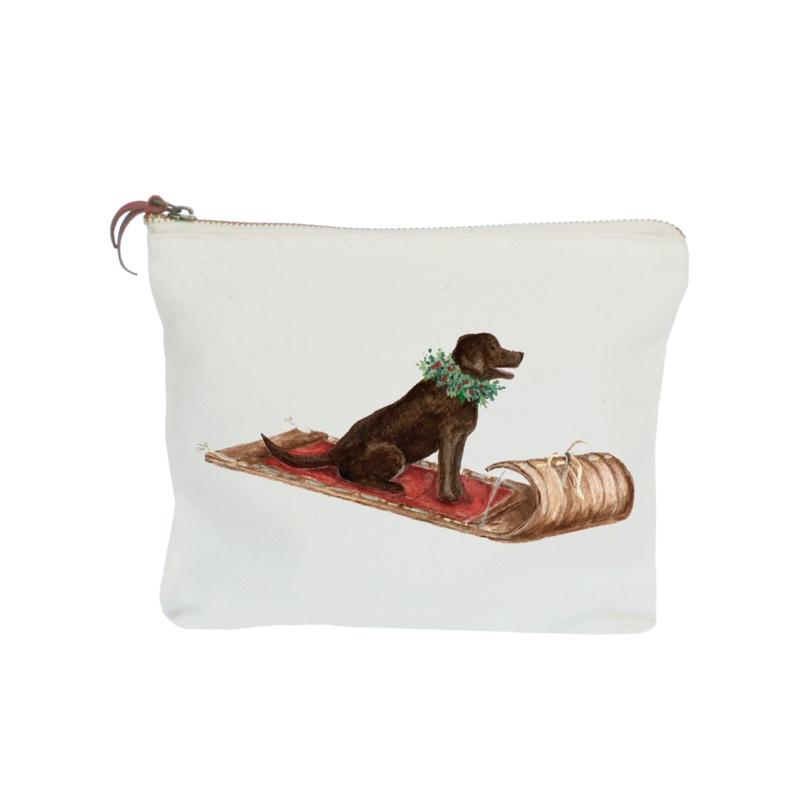 choc lab on sled zipper pouch