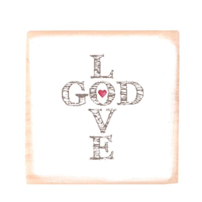 God Cross square wood block