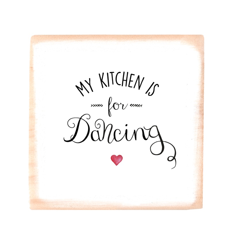 kitchen dancing heart square wood block