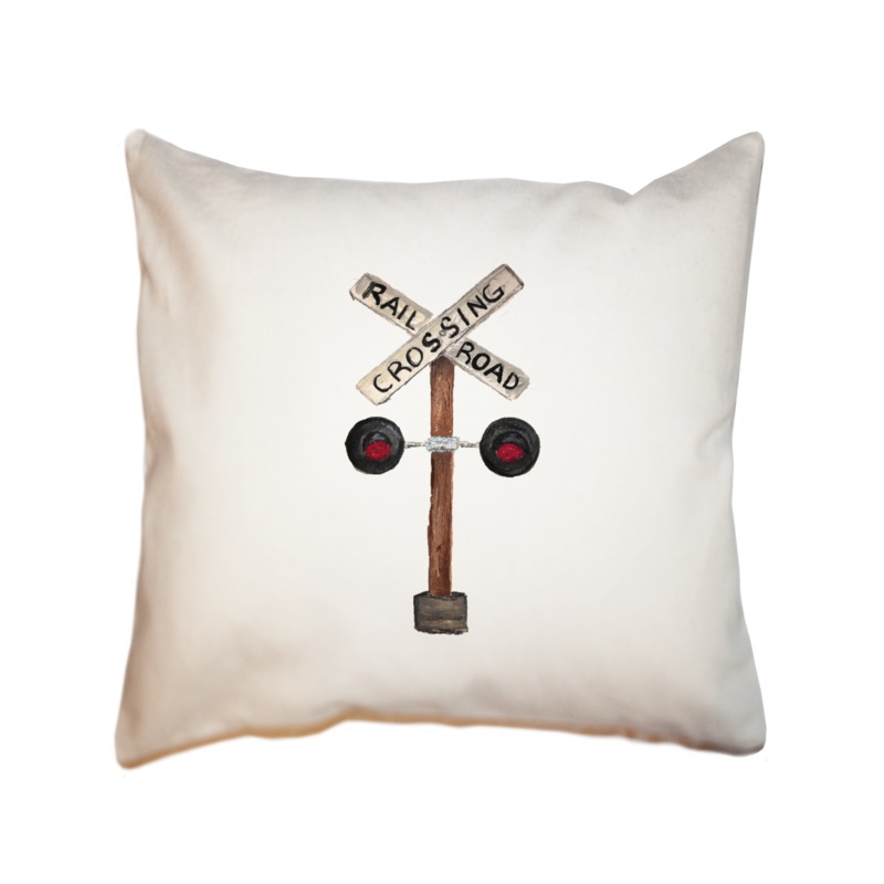 railroad crossing sign square pillow