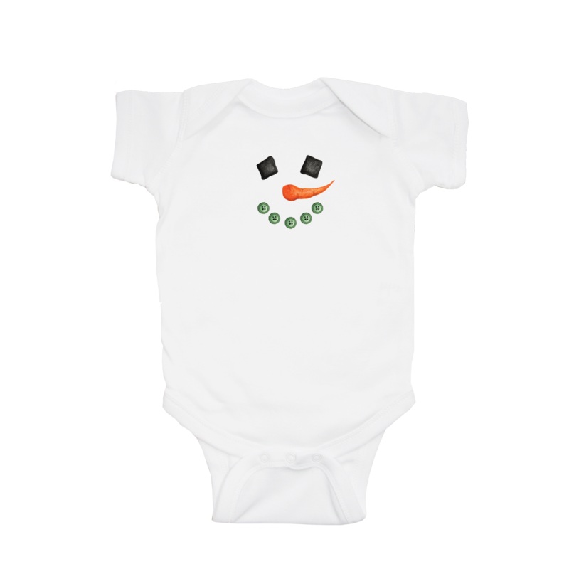 snowman face baby snap up short sleeve
