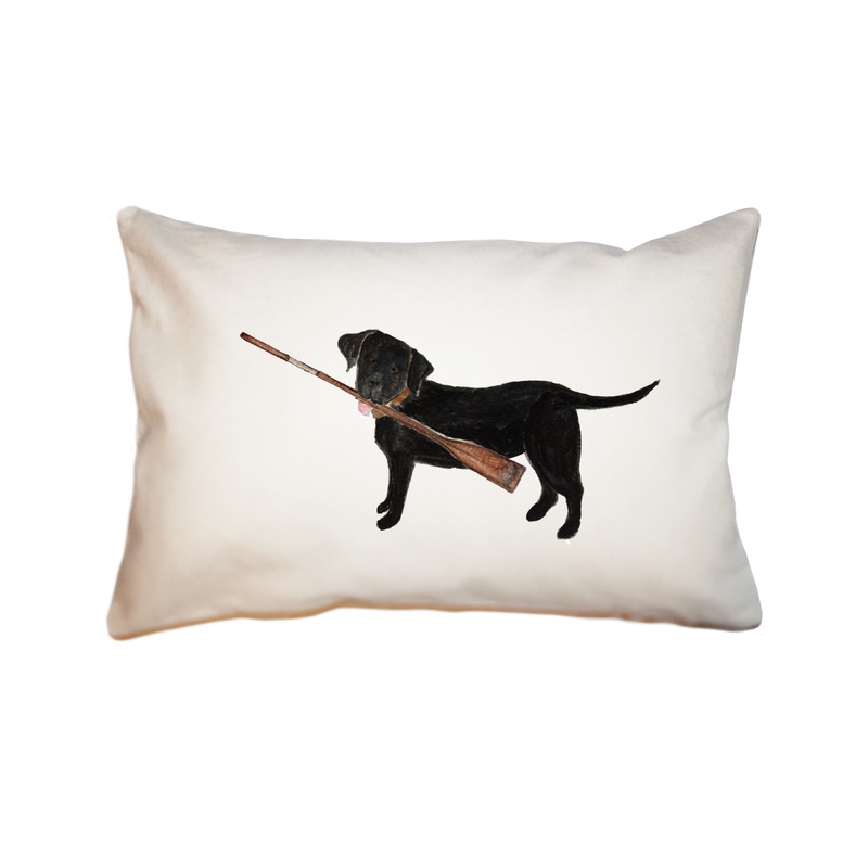 black lab with oar rectangle pillow