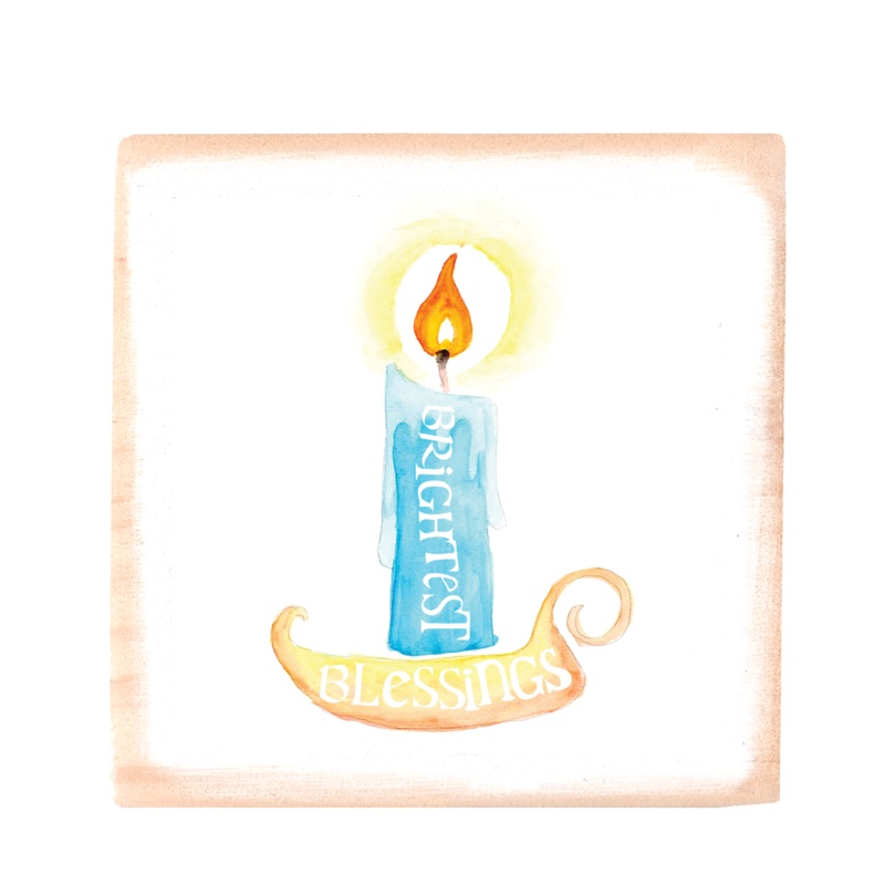brightest blessings square wood block