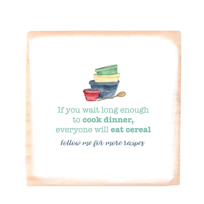 cereal for dinner square wood block