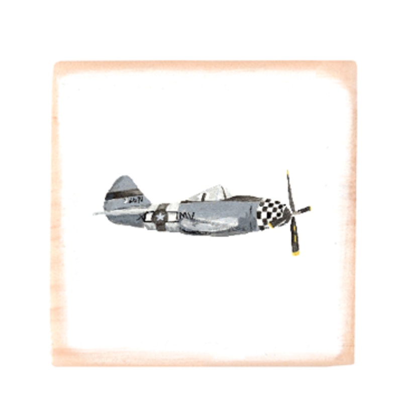 fighter plane square wood block