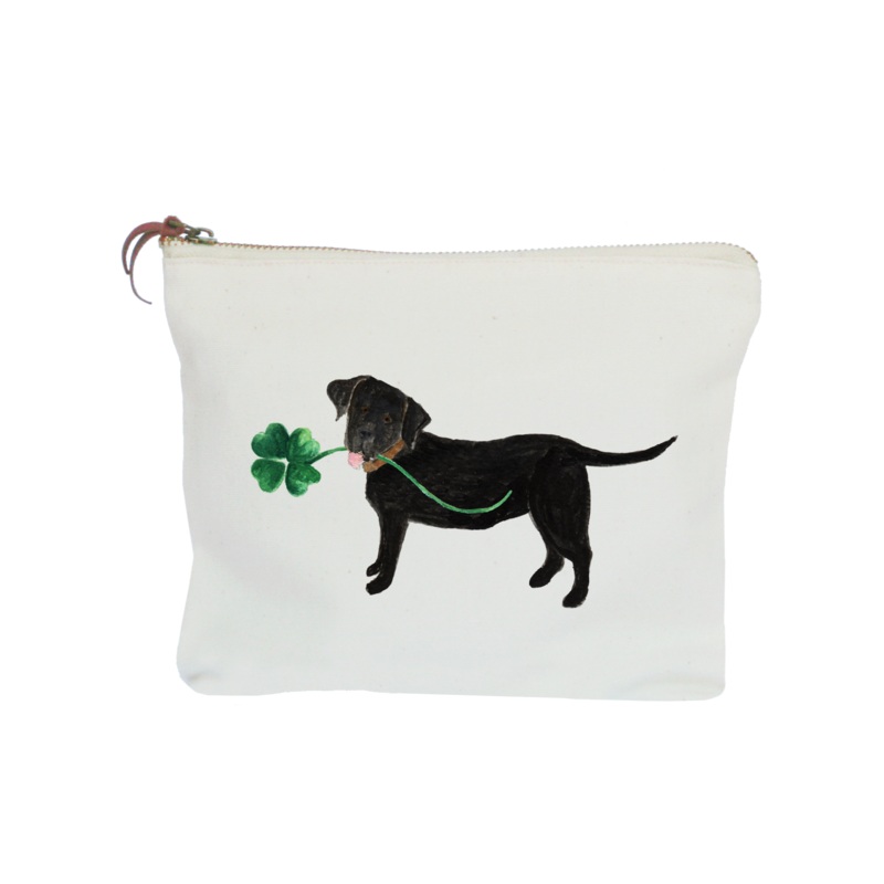 lab with shamrock zipper pouch
