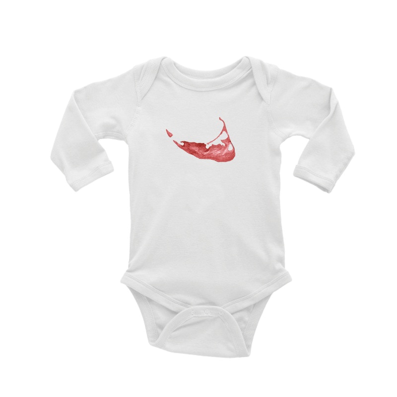 nantucket map in nantucket red baby snap up long sleeve