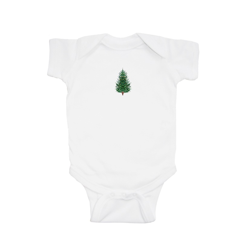 tree + white lights baby snap up short sleeve
