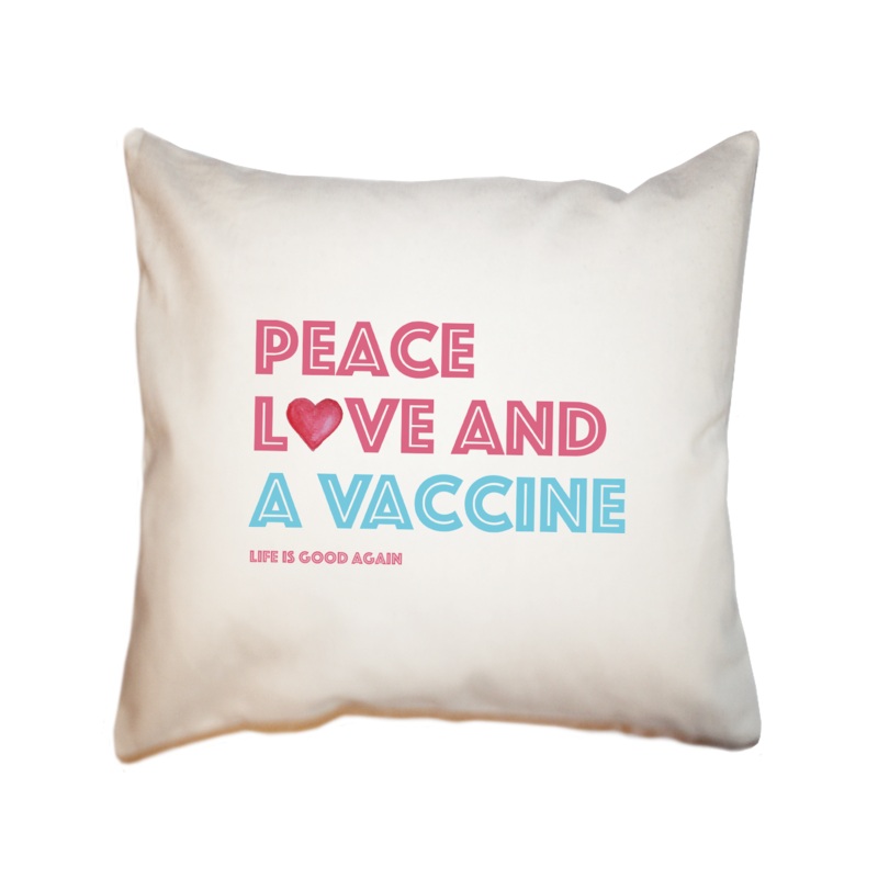 vaccine peace love square pillow