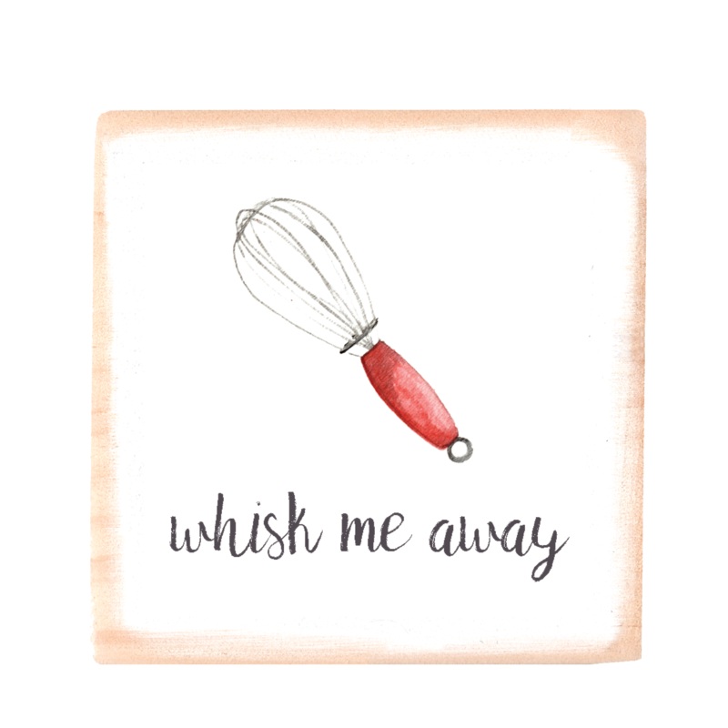 whisk me away square wood block