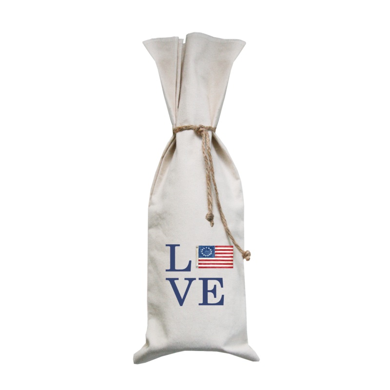 love US flag wine bag