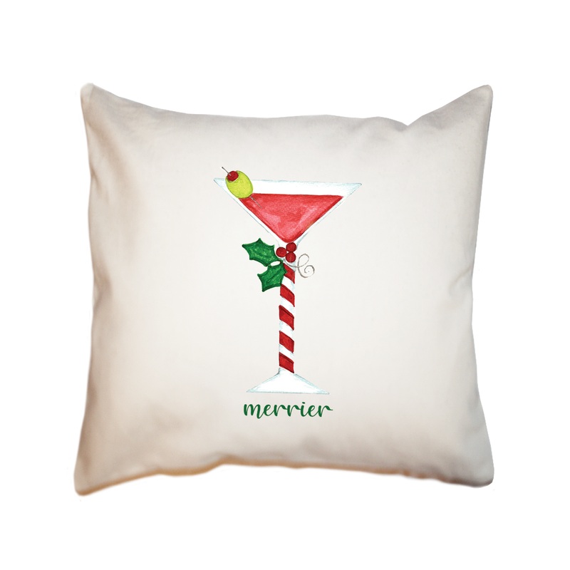 merrier with martini square pillow