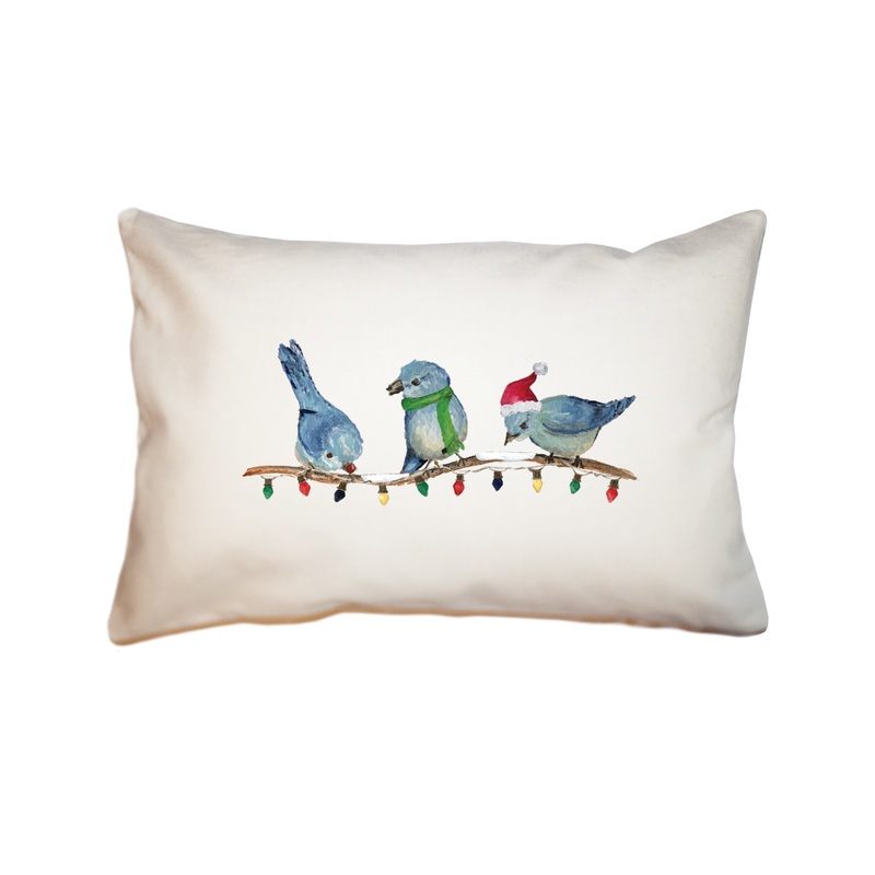 three bluebirds christmas rectangle pillow