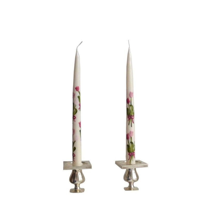 White Painted Tulip Tapers (2)