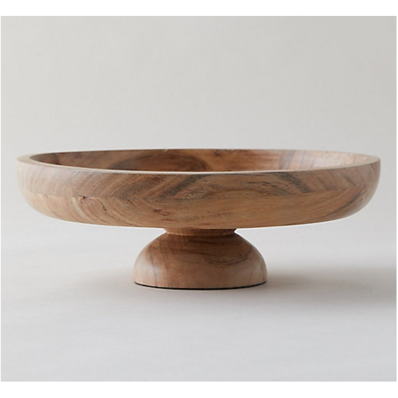 Acacia Wood Footed Serving Bowl