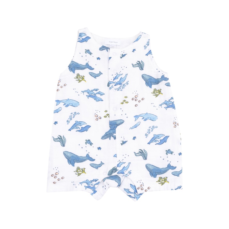 Watercolor Blue Whales Shortie Romper