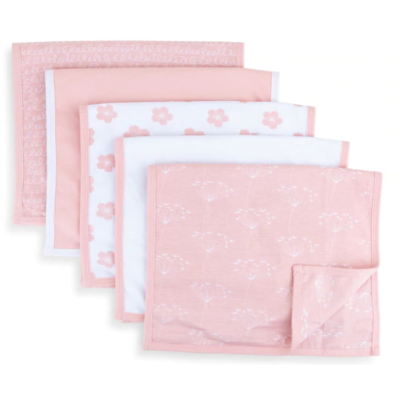 Waterproof Reversible Burp Clothes | 5 Pack | Pink  | Ely’s & Co