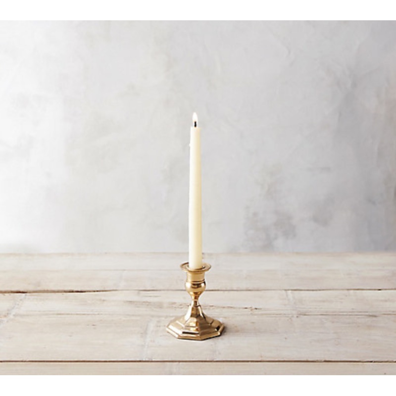 Antiqued Brass Candlestick, Low