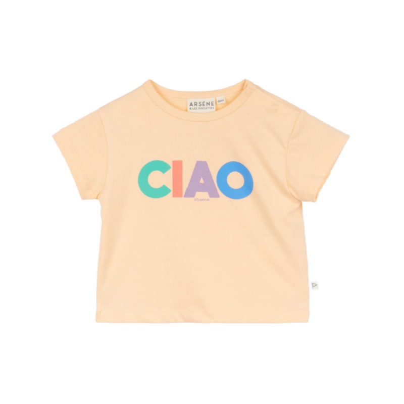 arsene & les pipelettes ciao baby tshirt apricot