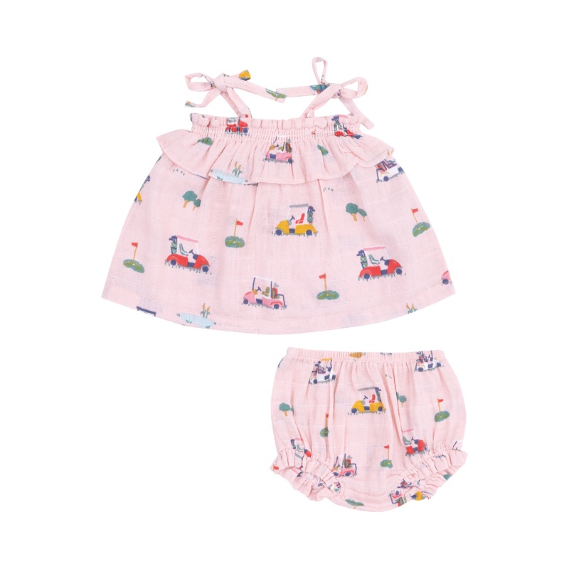 Golf Cart Cuties Ruffle Top & Bloomer Pink