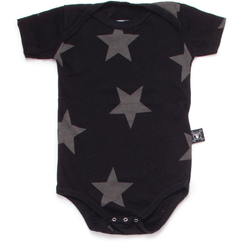 nununu short sleeve black star onesie