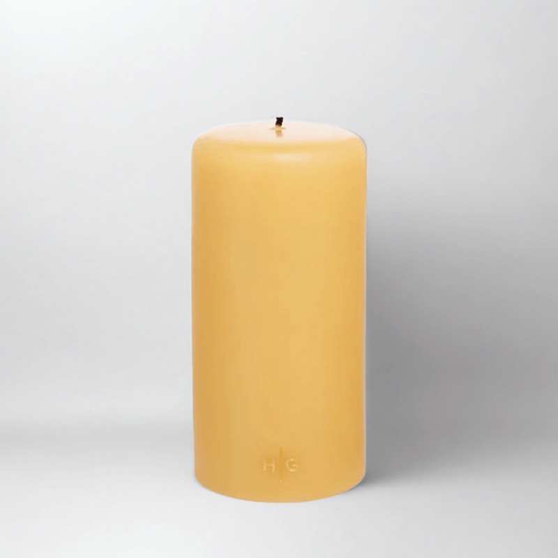 Amber Unscented Pillar Candle, 4×8
