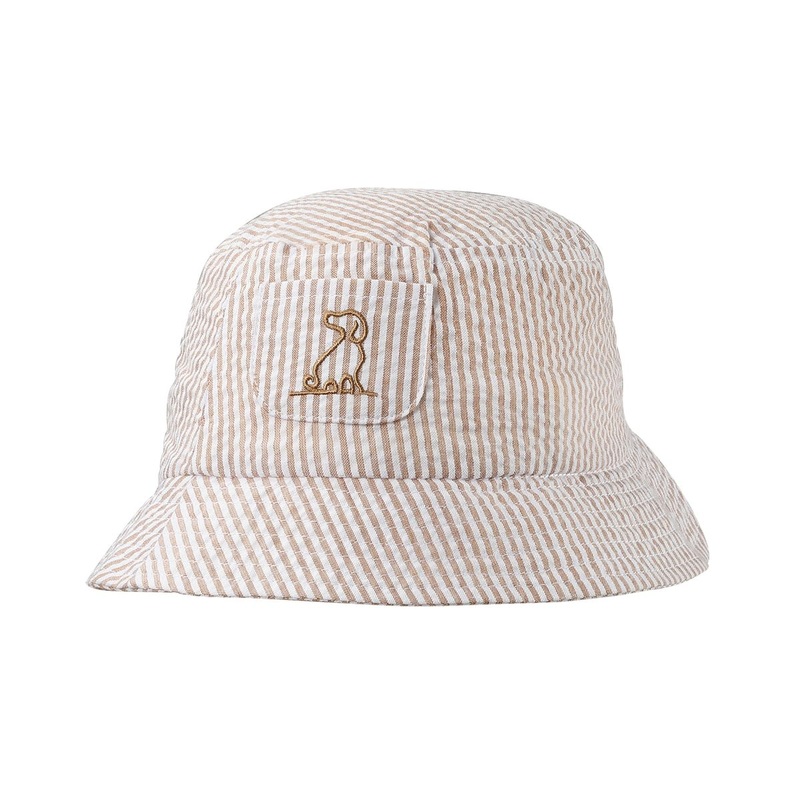 FISHERMAN Woven Bucket Hat – Brown/White Seersucker Stripe
